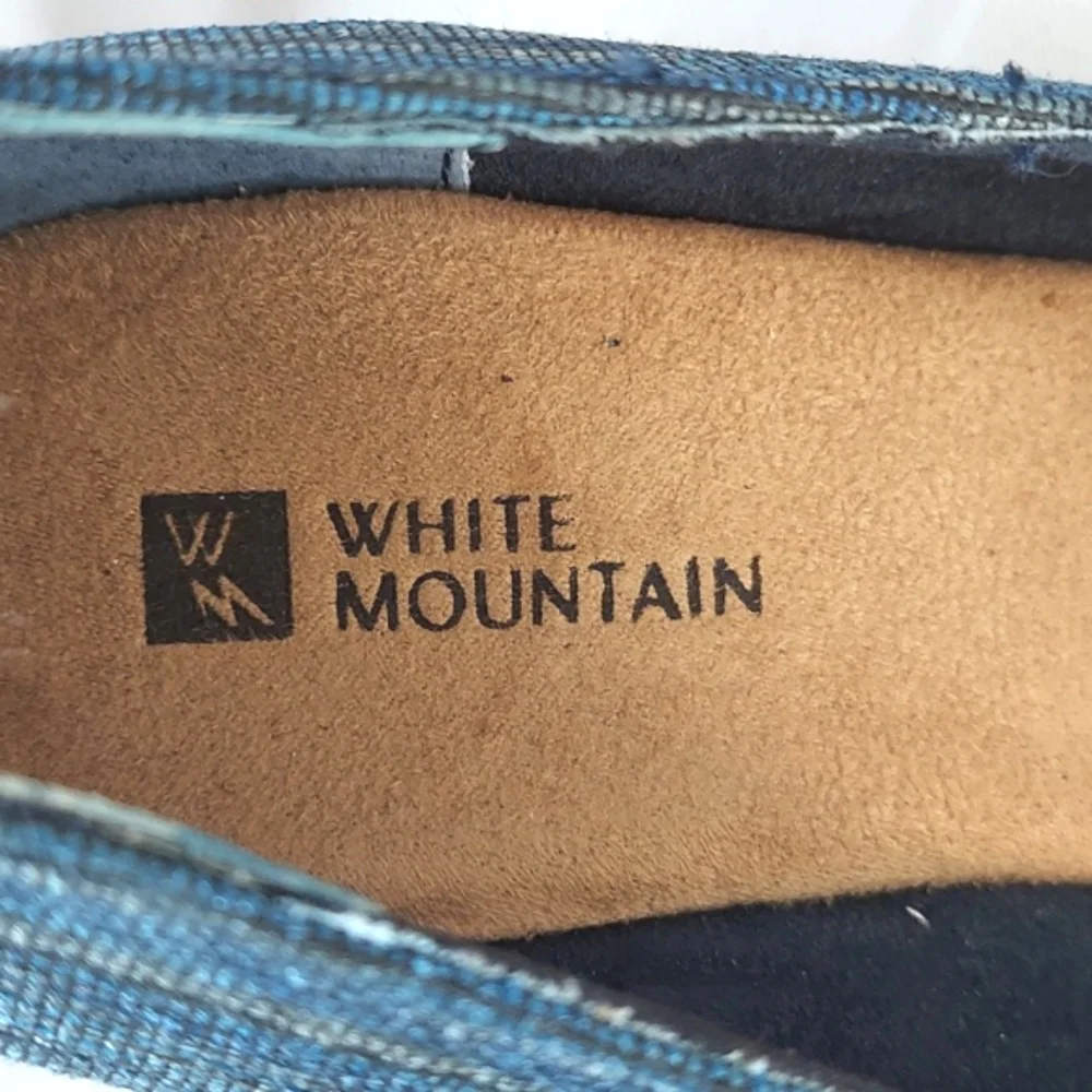 White‎ Mountain Shoes, Size 9, Blue Open Toe, Wedge Heel, Espadrille Style, New!
